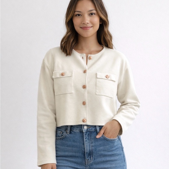 H&M Jackets & Blazers - H&M Women's Cream Button-Up Jacket